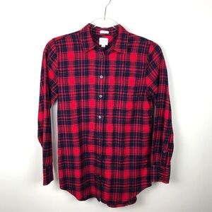 J. Crew Red Plaid Flannel Shirt Boy Fit Button Up